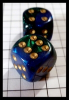 Dice : Dice - 6D Pipped - Blue and Green Mixed with Gold Pips 16mm - Ebay Jan 2014